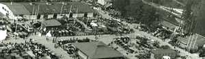 Black and white aerial photo of the trade fair ground in Wels